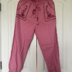 Loveshackfancy pink embroidered pants size small great price